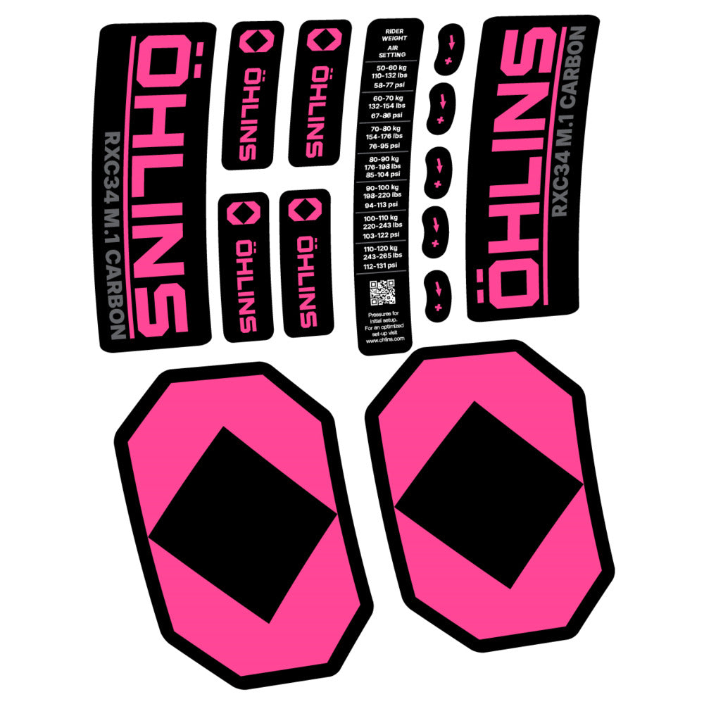Decal Öhlins RXC34 M.1 Carbon 2027, Fork 29" 34mm, bike sticker vinyl