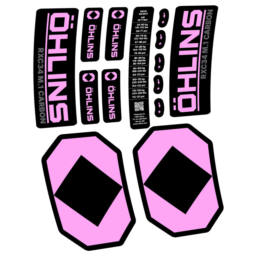 Decal Öhlins RXC34 M.1 Carbon 2027, Fork 29" 34mm, bike sticker vinyl