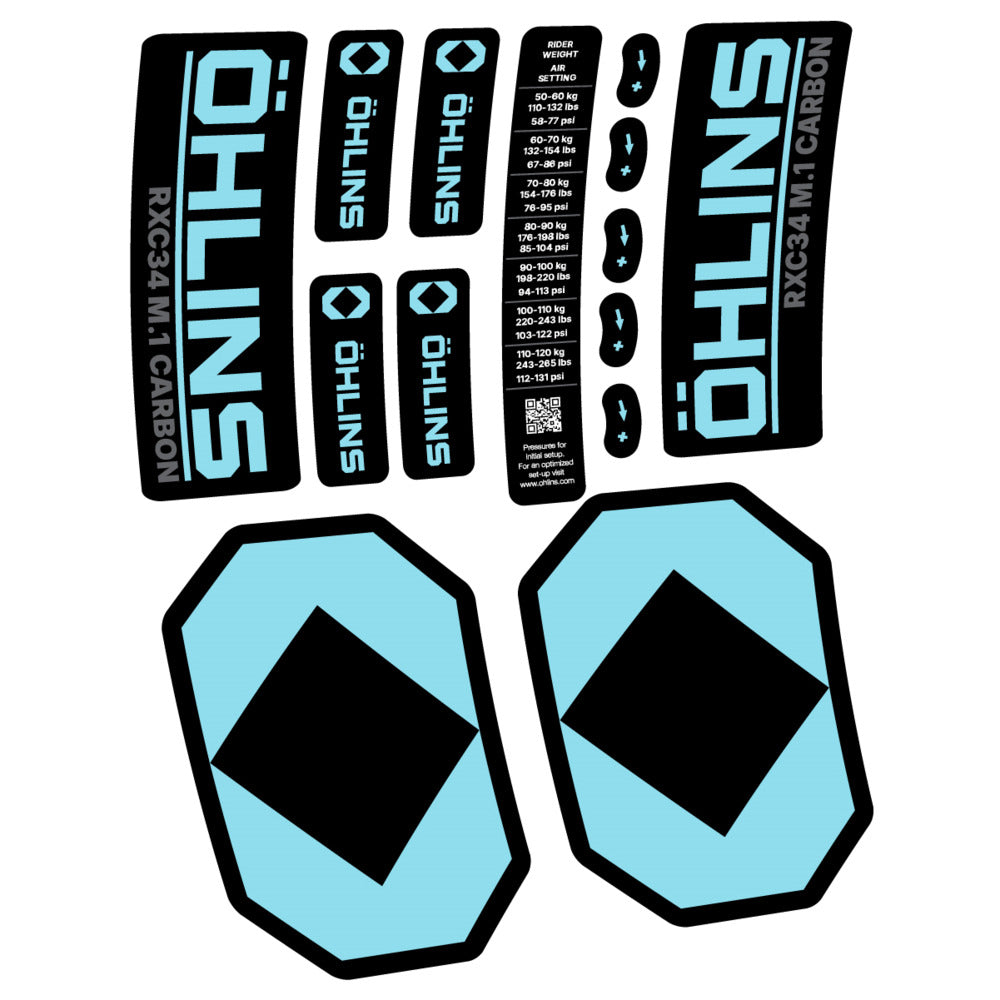 Decal Öhlins RXC34 M.1 Carbon 2027, Fork 29" 34mm, bike sticker vinyl