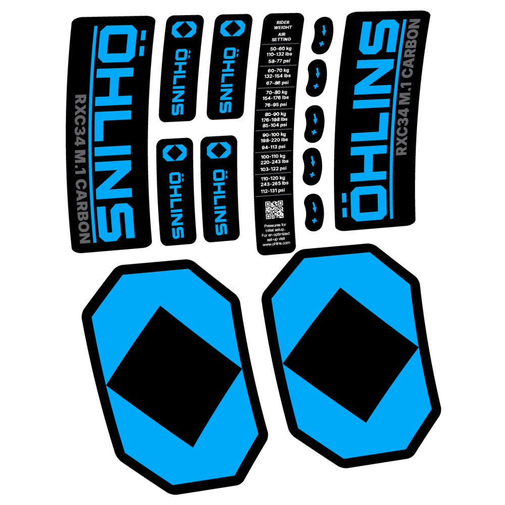 Decal Öhlins RXC34 M.1 Carbon 2027, Fork 29" 34mm, bike sticker vinyl