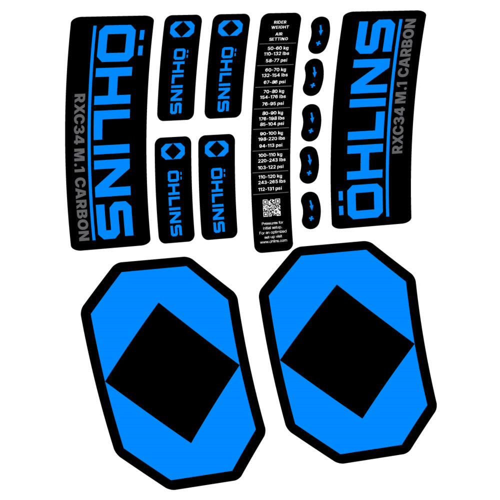 Decal Öhlins RXC34 M.1 Carbon 2027, Fork 29" 34mm, bike sticker vinyl