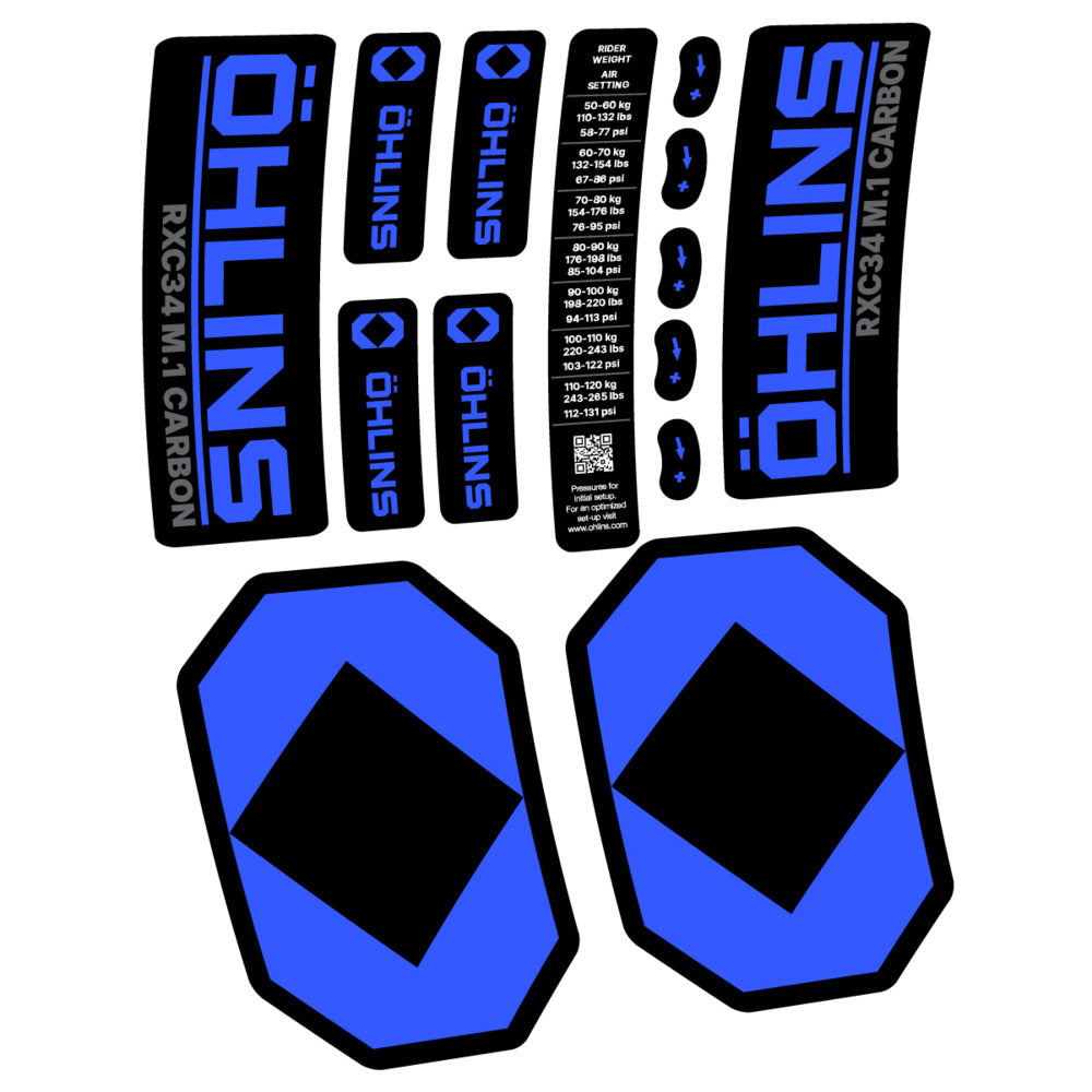 Decal Öhlins RXC34 M.1 Carbon 2027, Fork 29" 34mm, bike sticker vinyl