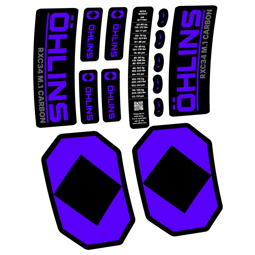 Decal Öhlins RXC34 M.1 Carbon 2027, Fork 29" 34mm, bike sticker vinyl