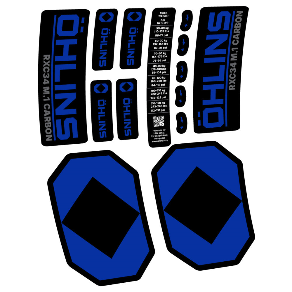 Decal Öhlins RXC34 M.1 Carbon 2027, Fork 29" 34mm, bike sticker vinyl