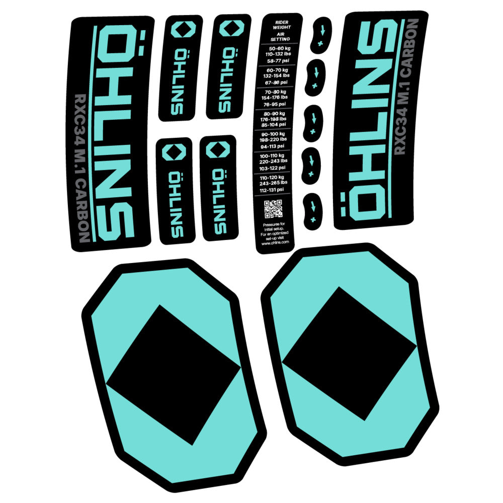 Decal Öhlins RXC34 M.1 Carbon 2027, Fork 29" 34mm, bike sticker vinyl