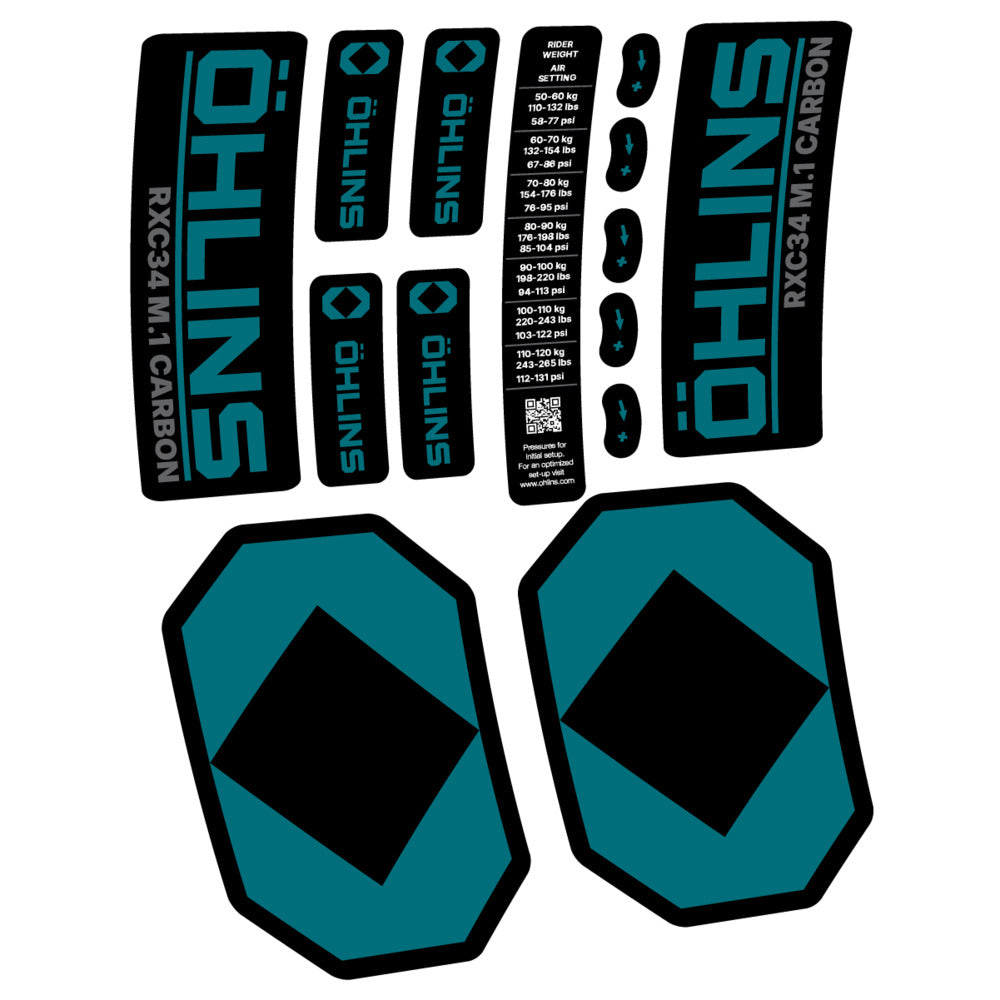 Decal Öhlins RXC34 M.1 Carbon 2027, Fork 29" 34mm, bike sticker vinyl