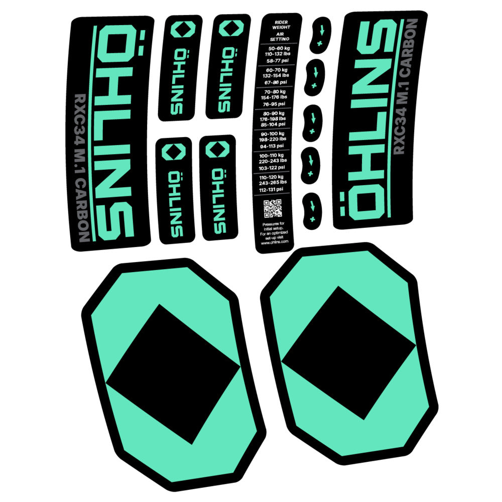 Decal Öhlins RXC34 M.1 Carbon 2027, Fork 29" 34mm, bike sticker vinyl