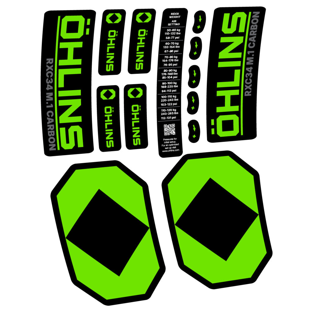 Decal Öhlins RXC34 M.1 Carbon 2027, Fork 29" 34mm, bike sticker vinyl
