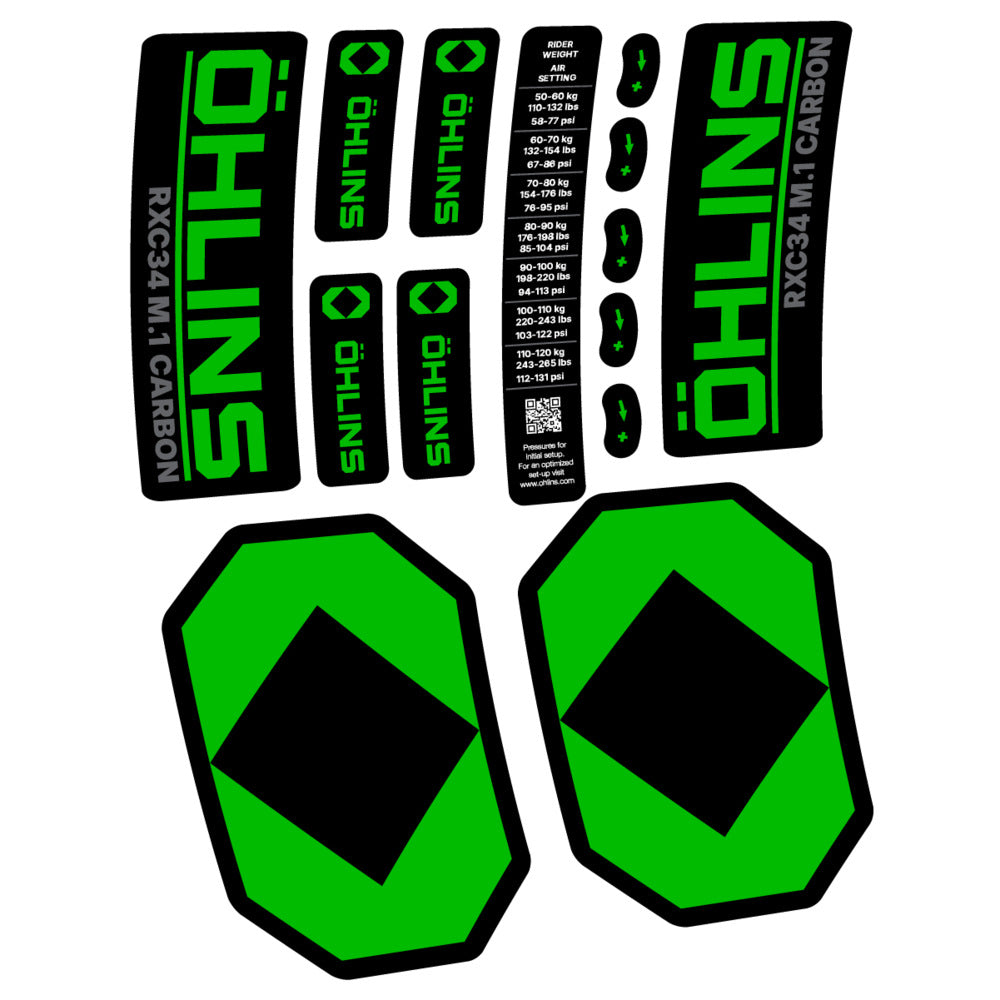 Decal Öhlins RXC34 M.1 Carbon 2027, Fork 29" 34mm, bike sticker vinyl