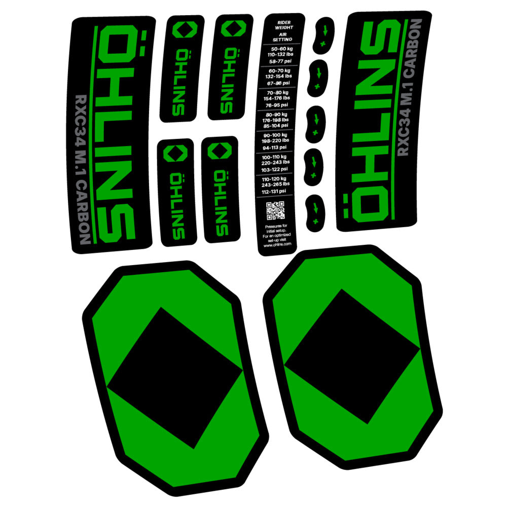 Decal Öhlins RXC34 M.1 Carbon 2027, Fork 29" 34mm, bike sticker vinyl