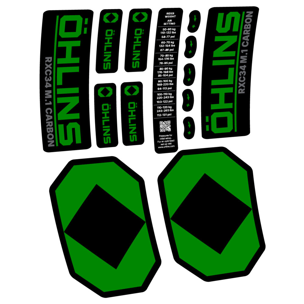 Decal Öhlins RXC34 M.1 Carbon 2027, Fork 29" 34mm, bike sticker vinyl