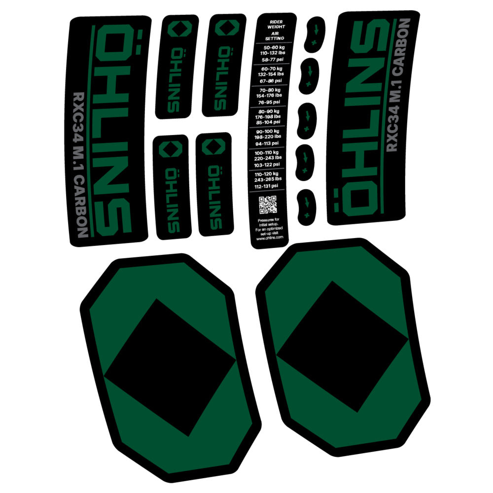 Decal Öhlins RXC34 M.1 Carbon 2027, Fork 29" 34mm, bike sticker vinyl