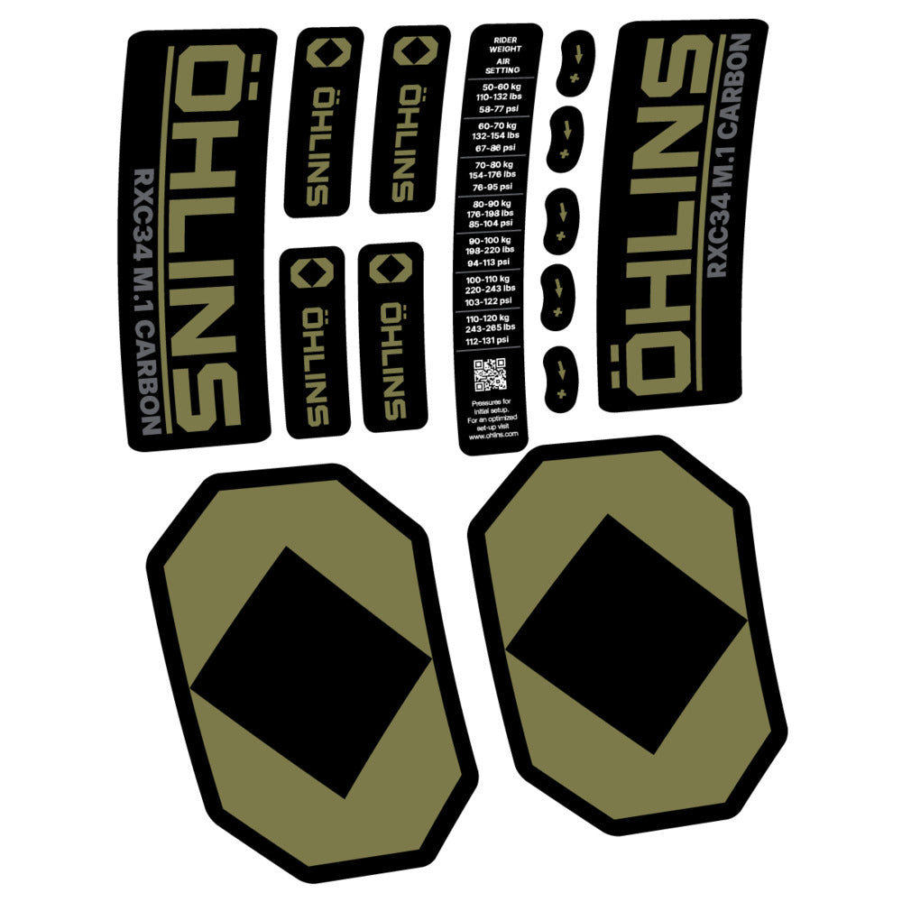 Decal Öhlins RXC34 M.1 Carbon 2027, Fork 29" 34mm, bike sticker vinyl