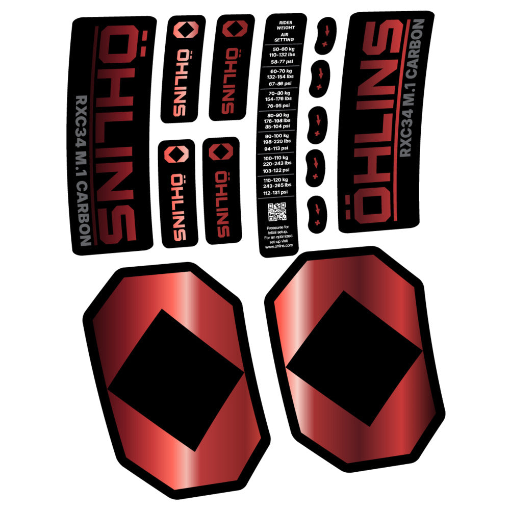 Decal Öhlins RXC34 M.1 Carbon 2027, Fork 29" 34mm, bike sticker vinyl