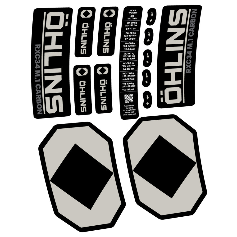 Decal Öhlins RXC34 M.1 Carbon 2027, Fork 29" 34mm, bike sticker vinyl