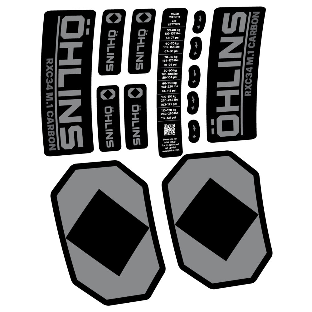 Decal Öhlins RXC34 M.1 Carbon 2027, Fork 29" 34mm, bike sticker vinyl