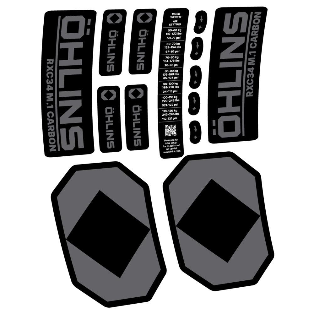 Decal Öhlins RXC34 M.1 Carbon 2027, Fork 29" 34mm, bike sticker vinyl