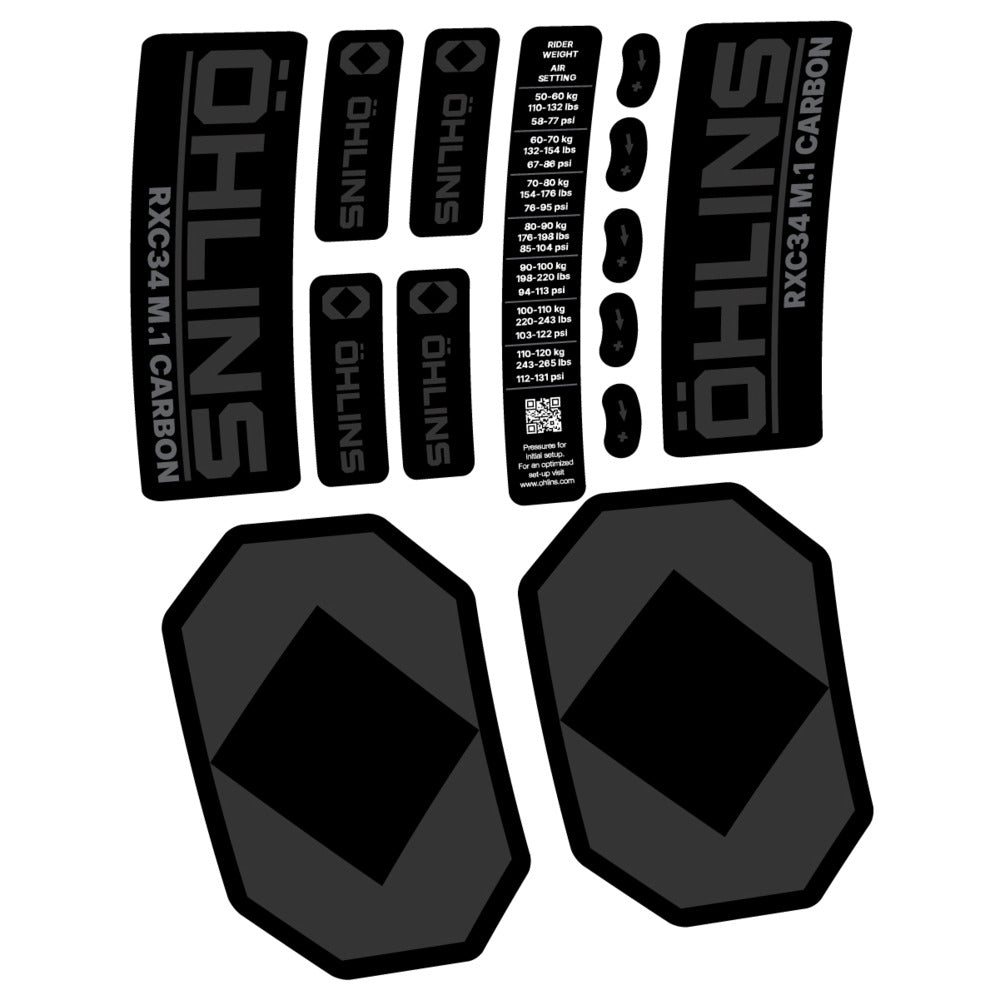 Decal Öhlins RXC34 M.1 Carbon 2027, Fork 29" 34mm, bike sticker vinyl