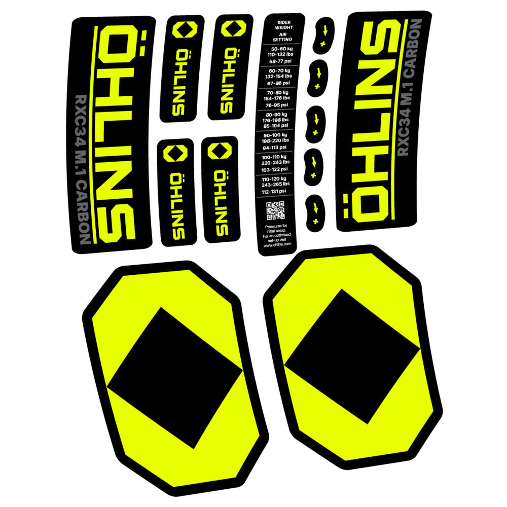 Decal Öhlins RXC34 M.1 Carbon 2027, Fork 29" 34mm, bike sticker vinyl