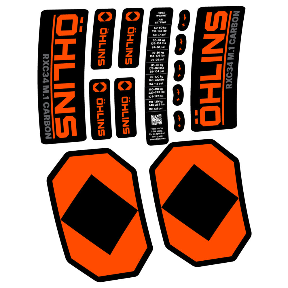 Decal Öhlins RXC34 M.1 Carbon 2027, Fork 29" 34mm, bike sticker vinyl