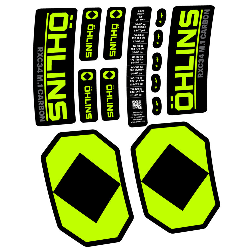Decal Öhlins RXC34 M.1 Carbon 2027, Fork 29" 34mm, bike sticker vinyl