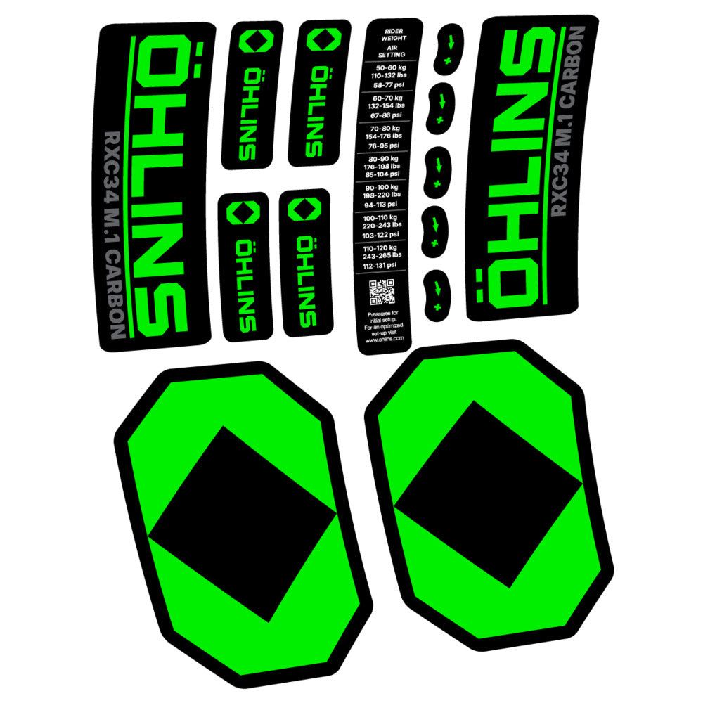 Decal Öhlins RXC34 M.1 Carbon 2027, Fork 29" 34mm, bike sticker vinyl