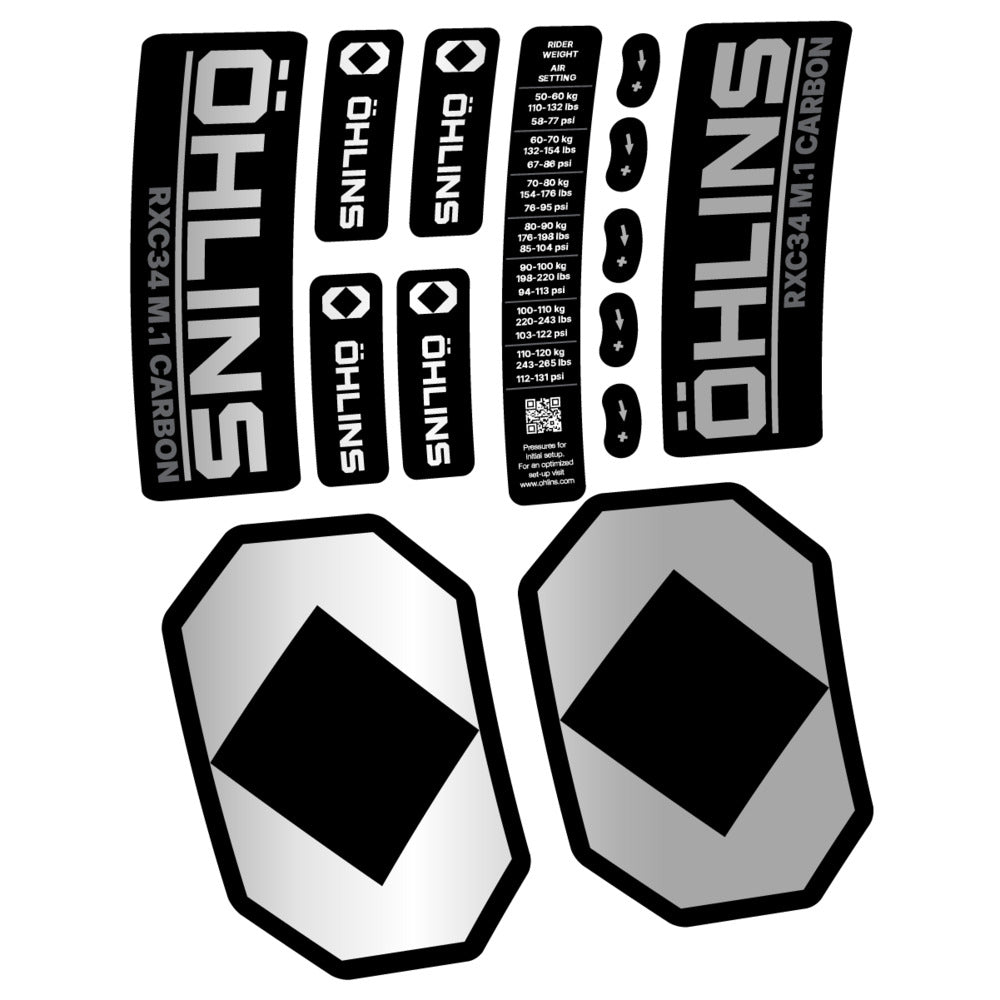 Decal Öhlins RXC34 M.1 Carbon 2027, Fork 29" 34mm, bike sticker vinyl