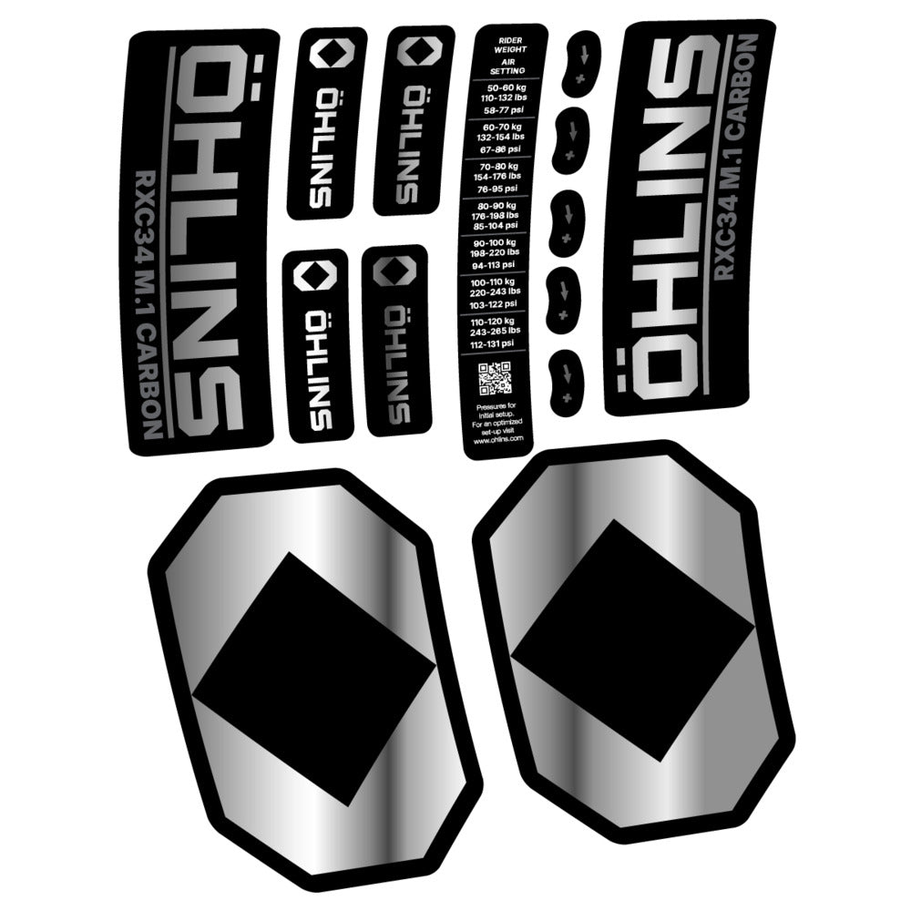 Decal Öhlins RXC34 M.1 Carbon 2027, Fork 29" 34mm, bike sticker vinyl