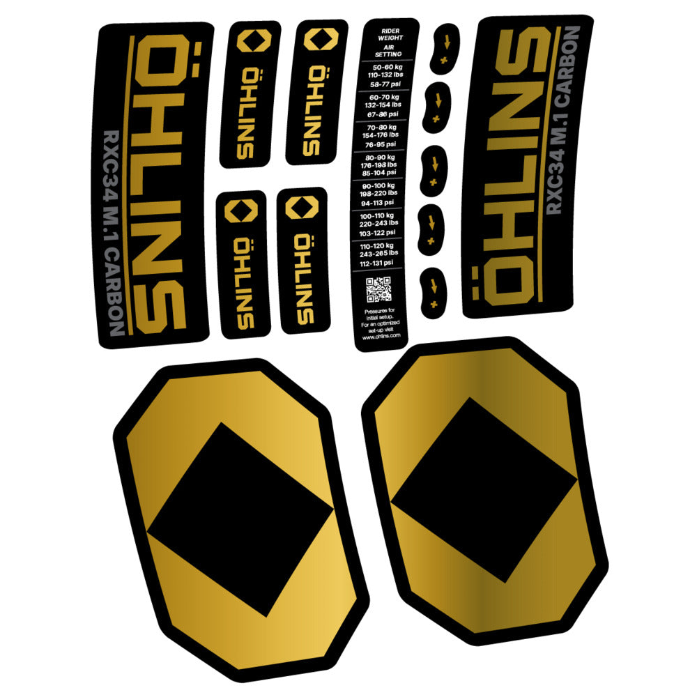 Decal Öhlins RXC34 M.1 Carbon 2027, Fork 29" 34mm, bike sticker vinyl