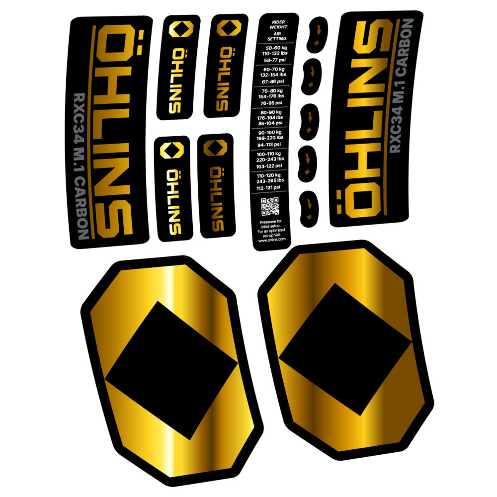 Decal Öhlins RXC34 M.1 Carbon 2027, Fork 29" 34mm, bike sticker vinyl