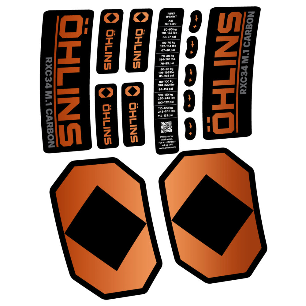 Decal Öhlins RXC34 M.1 Carbon 2027, Fork 29" 34mm, bike sticker vinyl