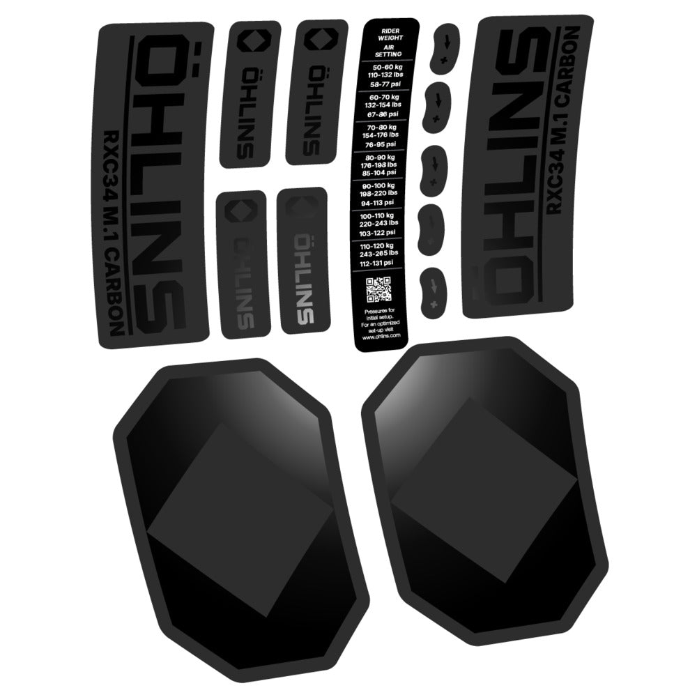 Decal Öhlins RXC34 M.1 Carbon 2027, Fork 29" 34mm, bike sticker vinyl