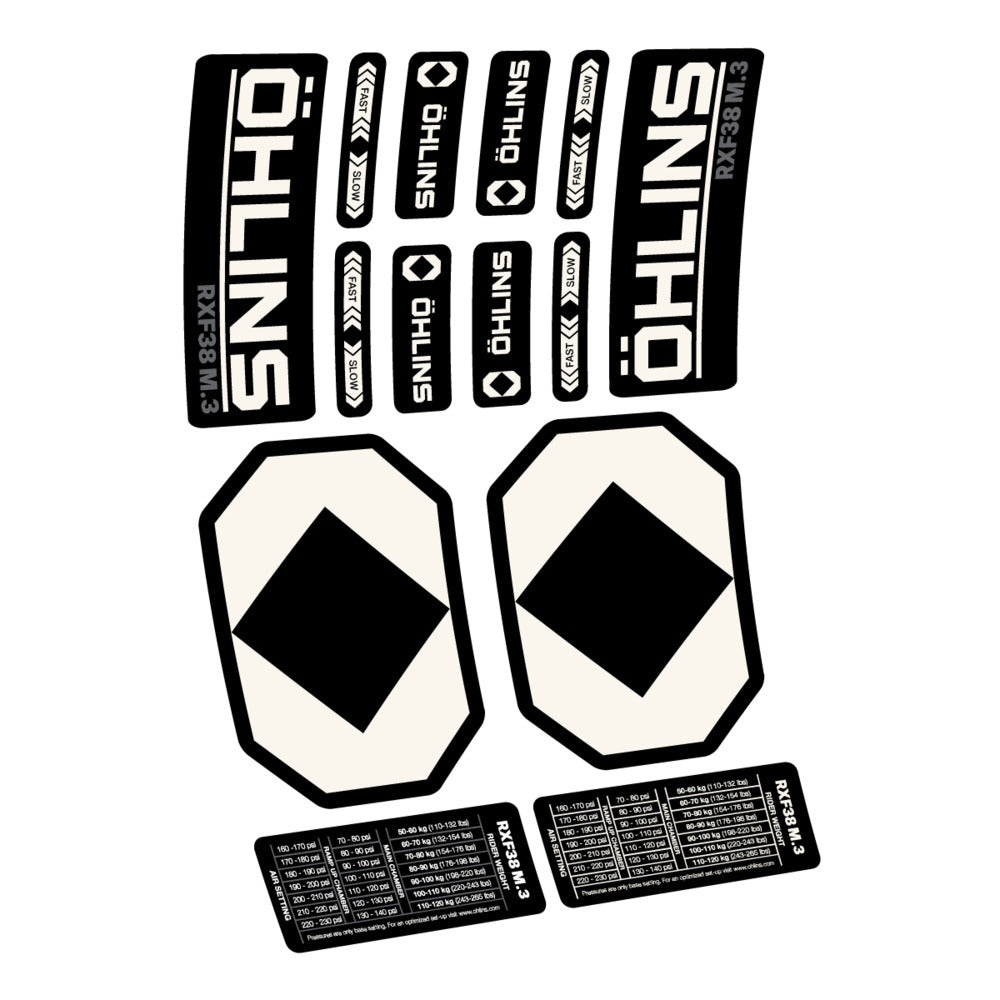 Decal Öhlins RXF 38 M.3 2027, Fork 29" 38mm, bike sticker vinyl