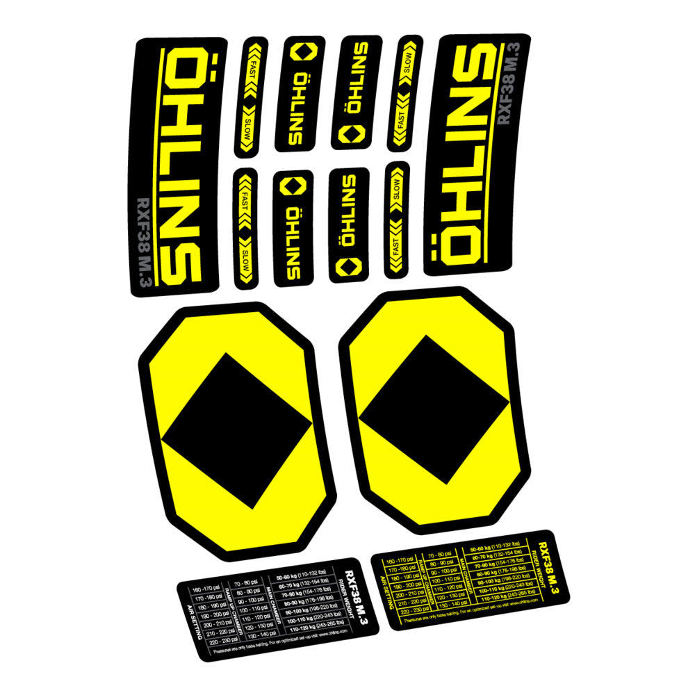 Decal Öhlins RXF 38 M.3 2027, Fork 29" 38mm, bike sticker vinyl