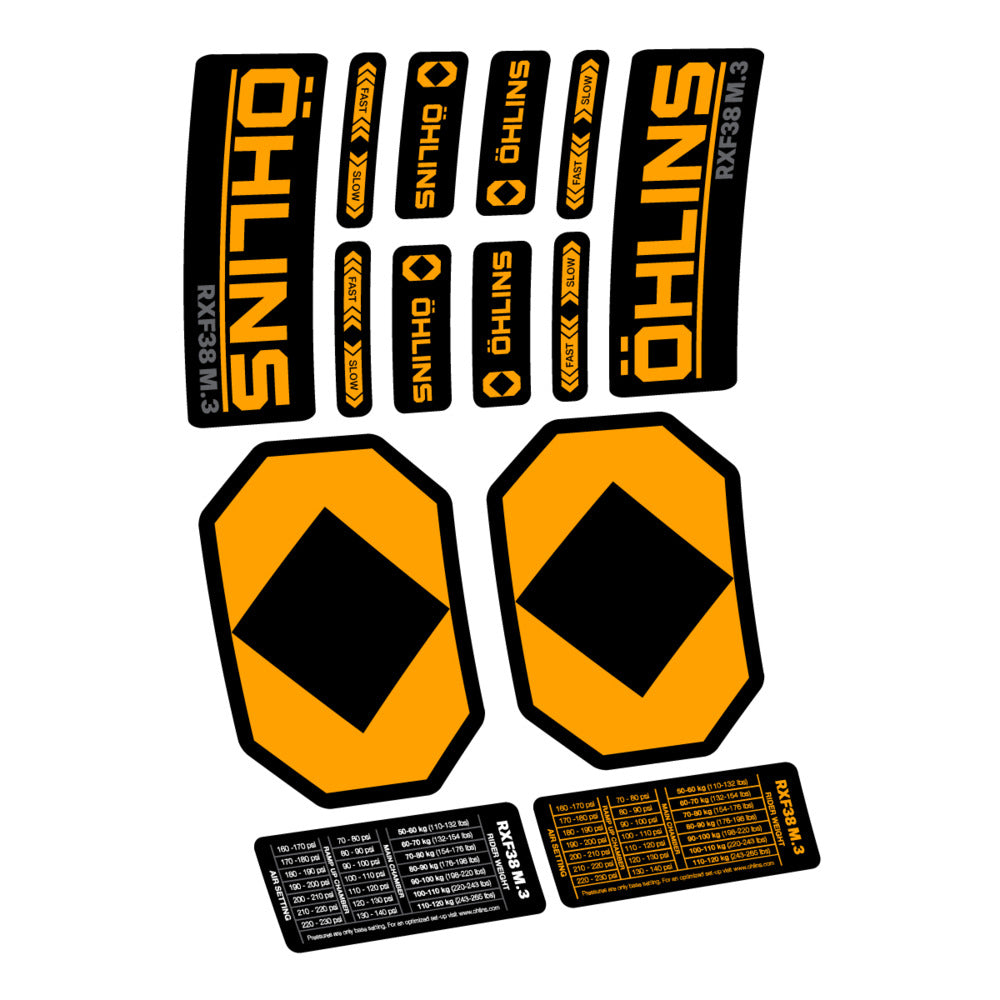 Decal Öhlins RXF 38 M.3 2027, Fork 29" 38mm, bike sticker vinyl