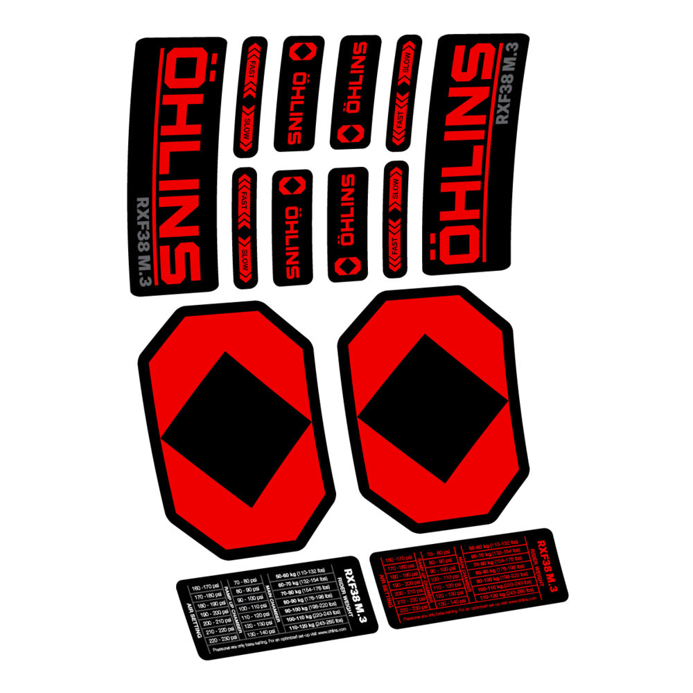 Decal Öhlins RXF 38 M.3 2027, Fork 29" 38mm, bike sticker vinyl