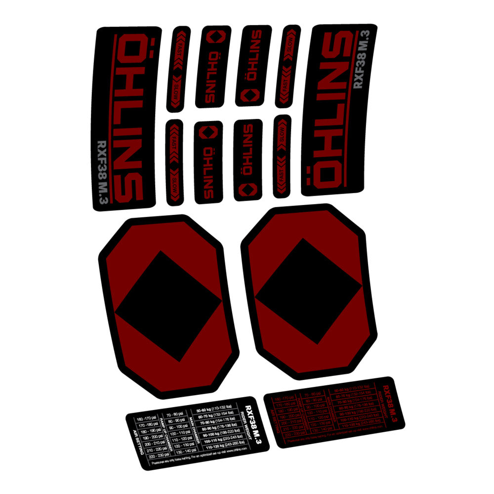 Decal Öhlins RXF 38 M.3 2027, Fork 29" 38mm, bike sticker vinyl