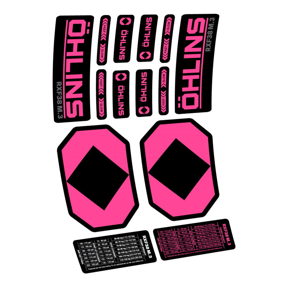 Decal Öhlins RXF 38 M.3 2027, Fork 29" 38mm, bike sticker vinyl