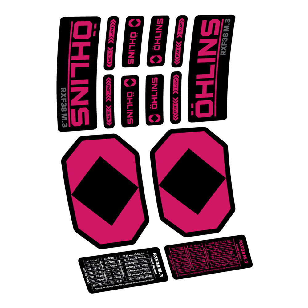 Decal Öhlins RXF 38 M.3 2027, Fork 29" 38mm, bike sticker vinyl