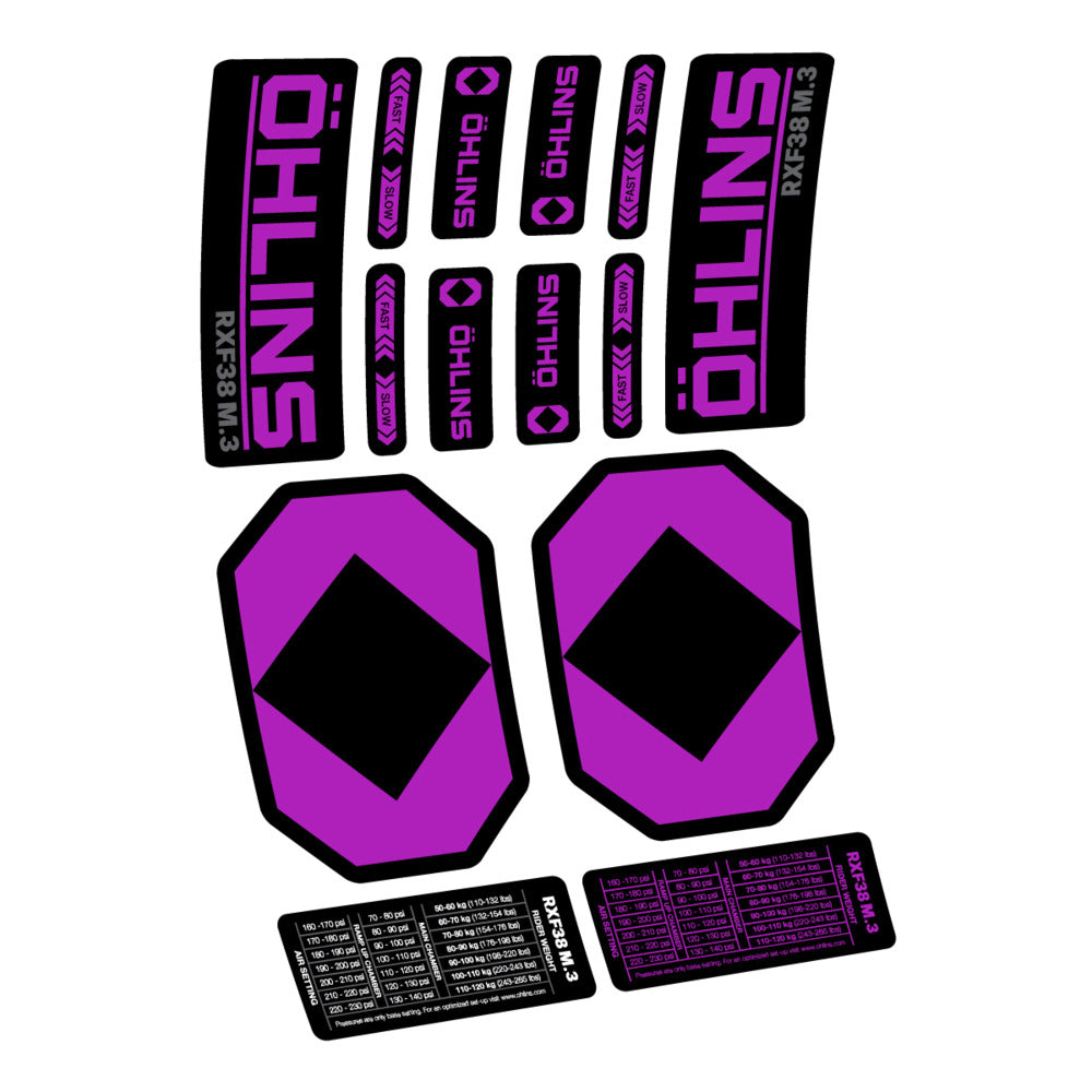 Decal Öhlins RXF 38 M.3 2027, Fork 29" 38mm, bike sticker vinyl