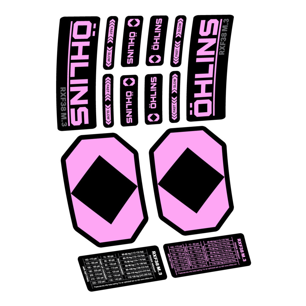 Decal Öhlins RXF 38 M.3 2027, Fork 29" 38mm, bike sticker vinyl