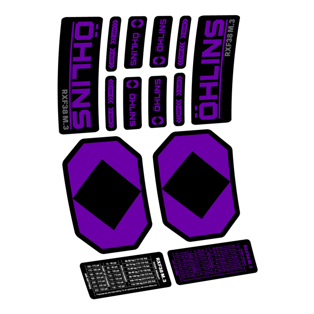 Decal Öhlins RXF 38 M.3 2027, Fork 29" 38mm, bike sticker vinyl