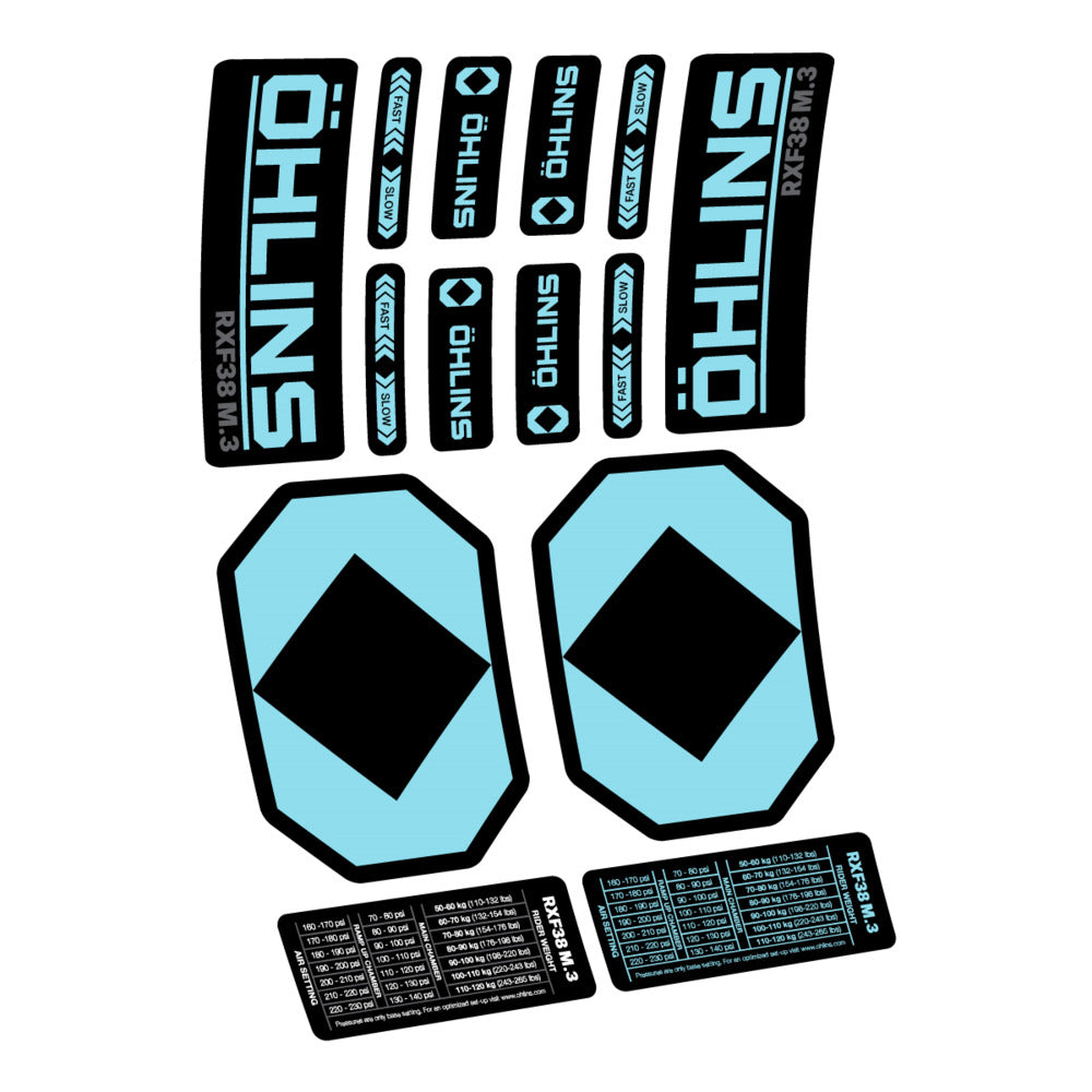 Decal Öhlins RXF 38 M.3 2027, Fork 29" 38mm, bike sticker vinyl