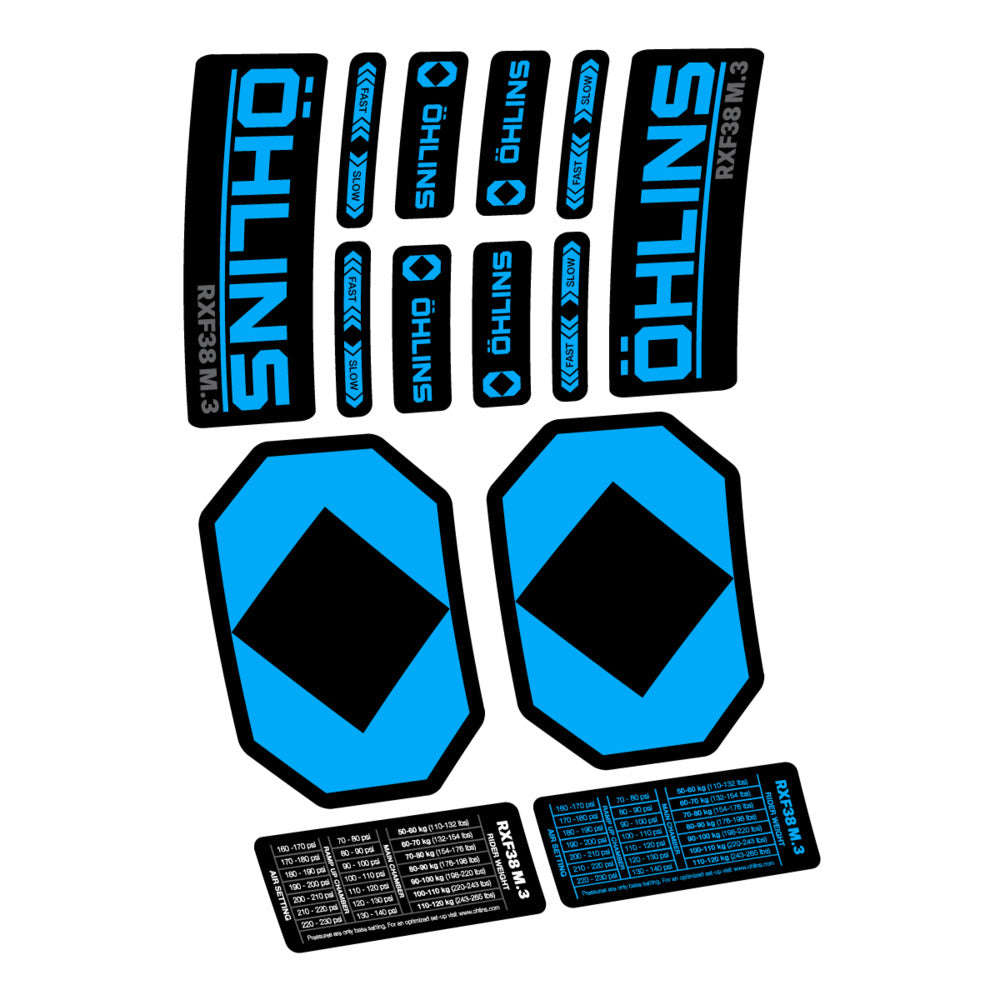 Decal Öhlins RXF 38 M.3 2027, Fork 29" 38mm, bike sticker vinyl