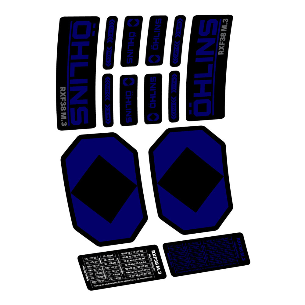 Decal Öhlins RXF 38 M.3 2027, Fork 29" 38mm, bike sticker vinyl