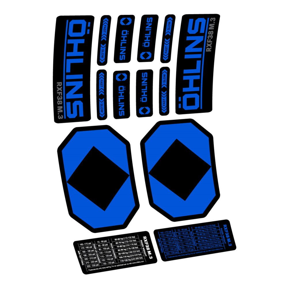 Decal Öhlins RXF 38 M.3 2027, Fork 29" 38mm, bike sticker vinyl