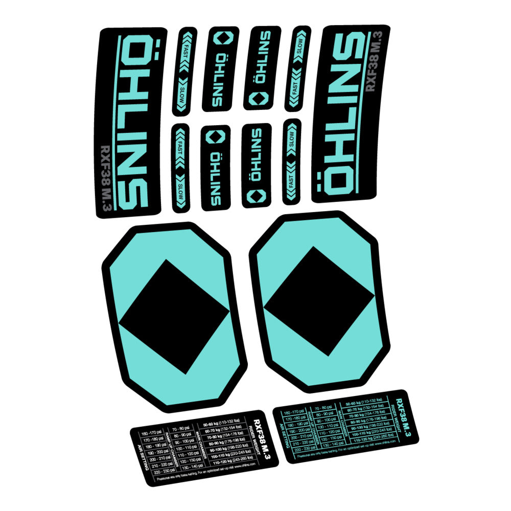 Decal Öhlins RXF 38 M.3 2027, Fork 29" 38mm, bike sticker vinyl