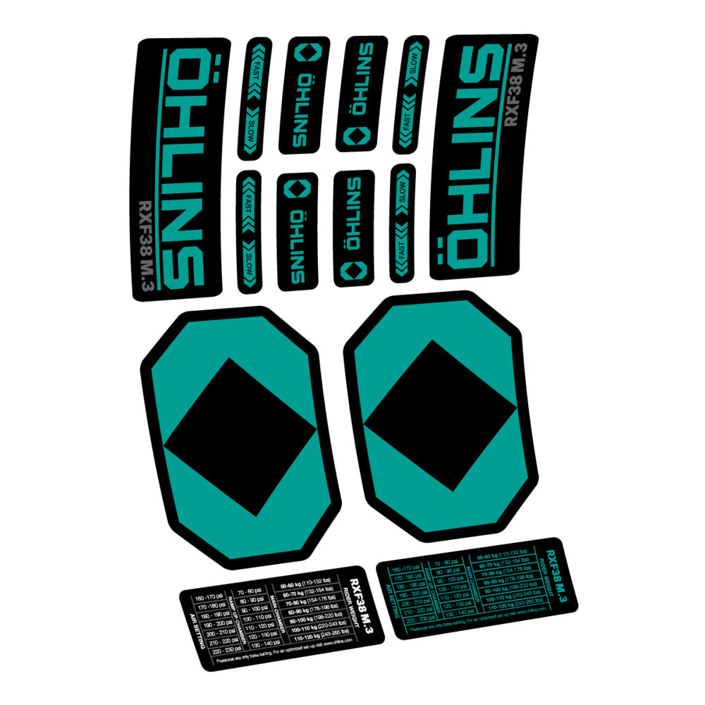 Decal Öhlins RXF 38 M.3 2027, Fork 29" 38mm, bike sticker vinyl