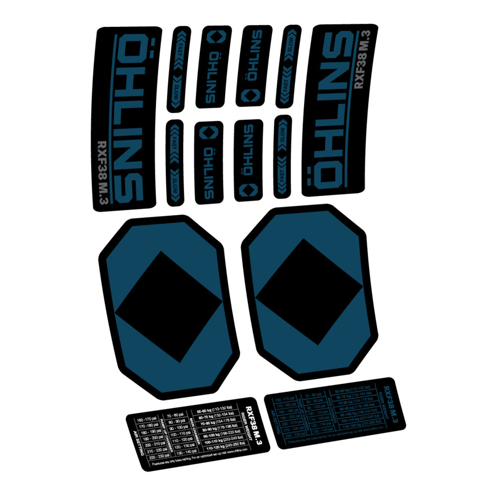 Decal Öhlins RXF 38 M.3 2027, Fork 29" 38mm, bike sticker vinyl