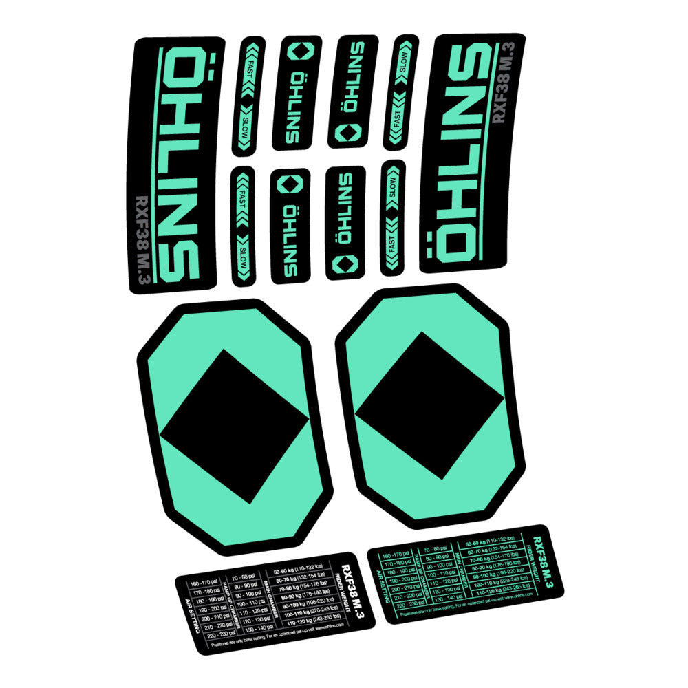 Decal Öhlins RXF 38 M.3 2027, Fork 29" 38mm, bike sticker vinyl